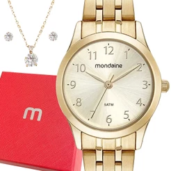 Relógio Mondaine Feminino Dourado Luxo Prova Dágua Original