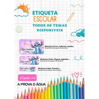 ETIQUETA ADESIVA ESCOLARES VINIL A PROVA D'AGUA PERSONALIZADA em Oferta na Shopee