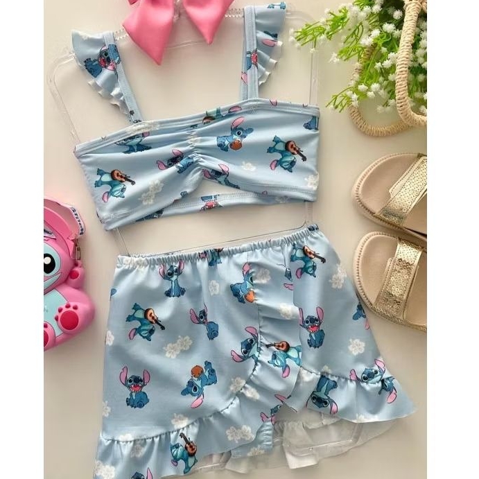 Biquini infantil 3 peças estampado em Oferta na Shopee