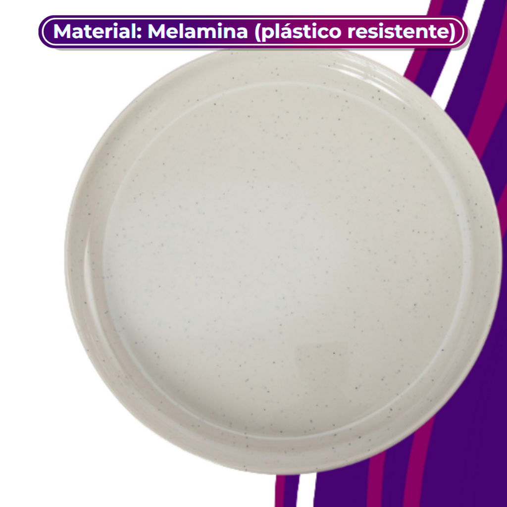 Prato Raso Melamina 26,7cm Areia Branca Borda Reta Leve e Resistente - Gourmet Mix