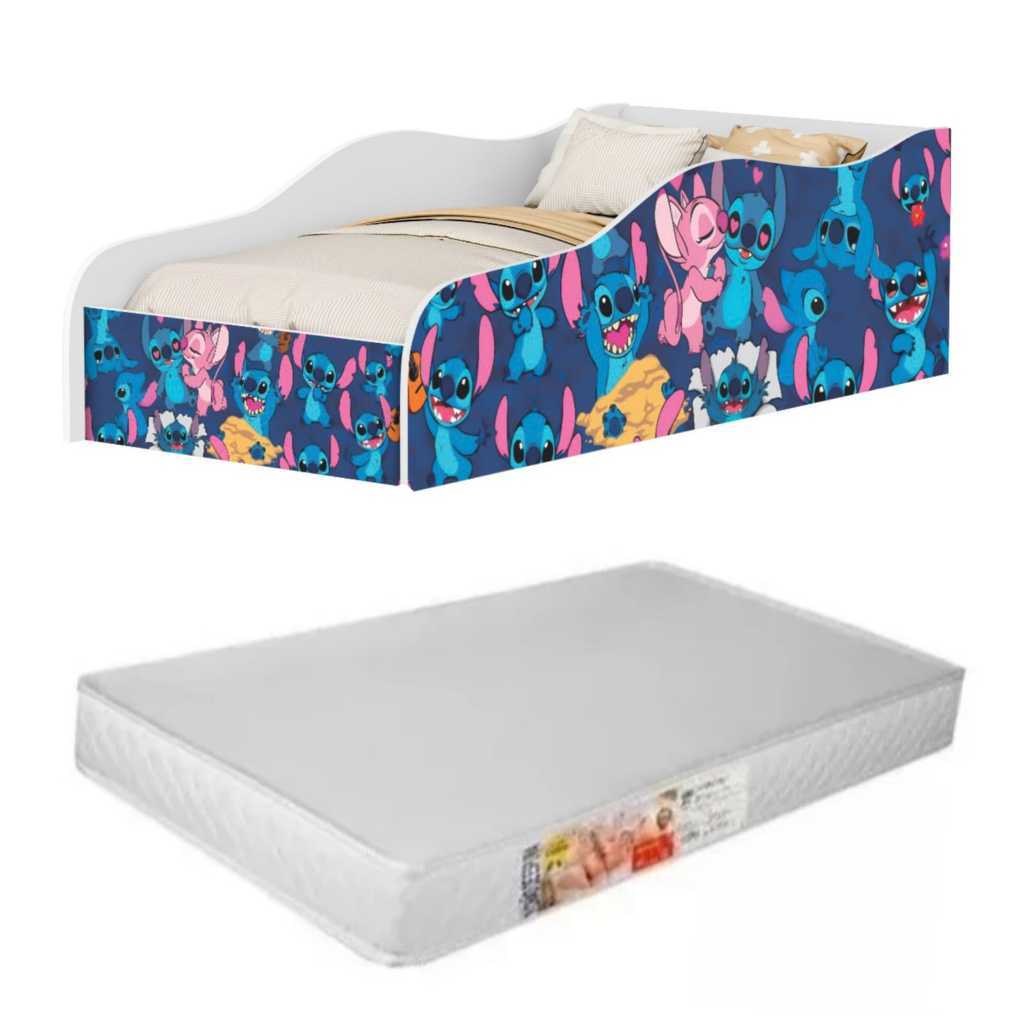 Cama Infantil Carro Com Colchão Incluso e Grade Proteção Caminha Cercado Quarto Juvenil