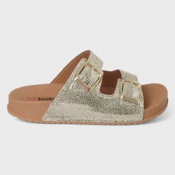 Sandália Birken Infantil Feminina Fivela Dupla Dourada Chinelo Slide Confortável Original