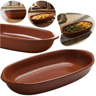 Kit 2 Assadeira Cerâmica Travessa 940ml Refratária Marrom Forno em Oferta na Shopee