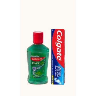 Kit Colgate Enxaguante Plax Fresh Mint 60ml + Pasta e Creme máxima proteção anticáries 30gr