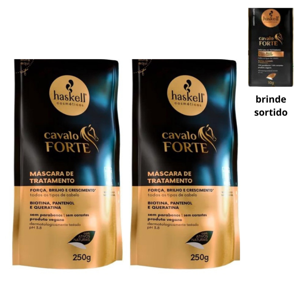 Kit Com 2 Refil Máscara de Tratamento Cavalo Forte Haskell 250g