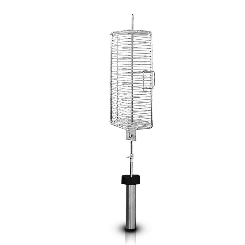 Espeto Giratório a Pilha Inox 304 Cesto Niquelado Regulável