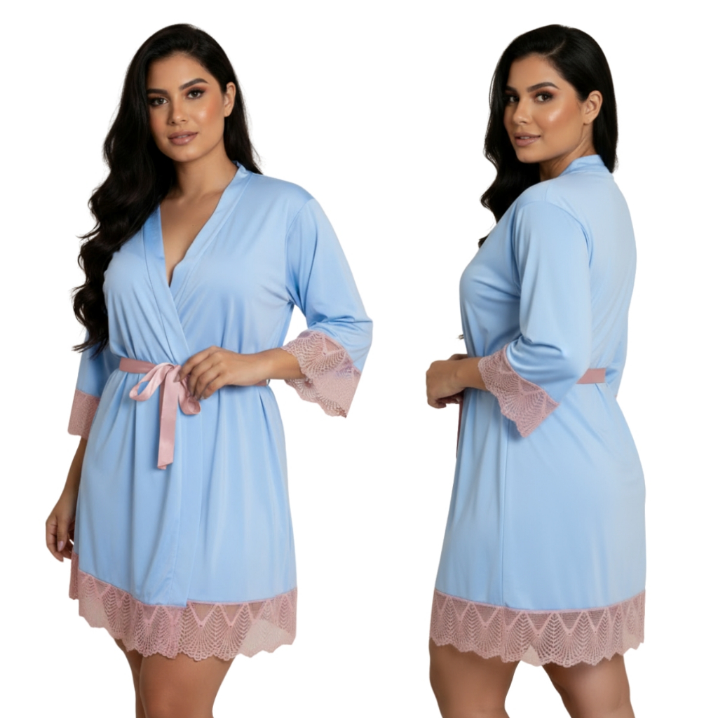 Robe de Luxo Romantic Com Renda em Oferta na Shopee