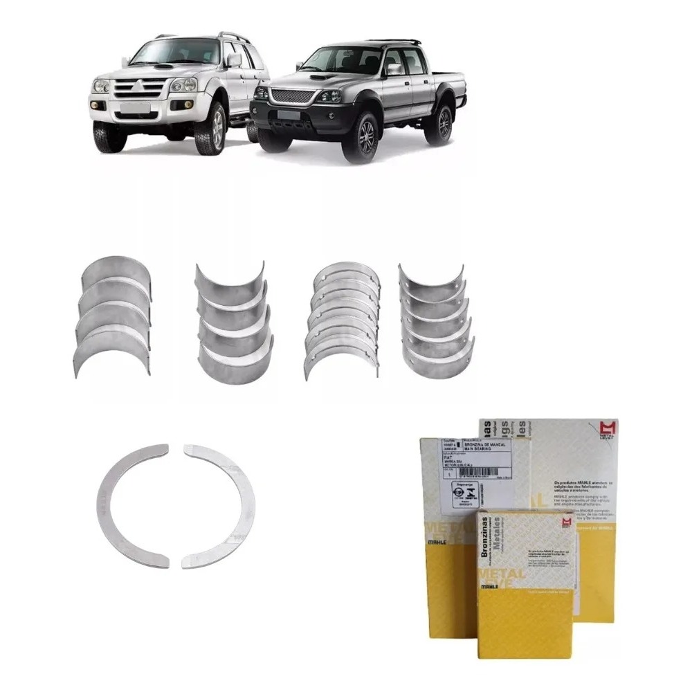 Bronzina De Mancal E Biela + Arruela De Encosto Para Mitsubishi L200 2.5 8v Sport Hpe Mahle