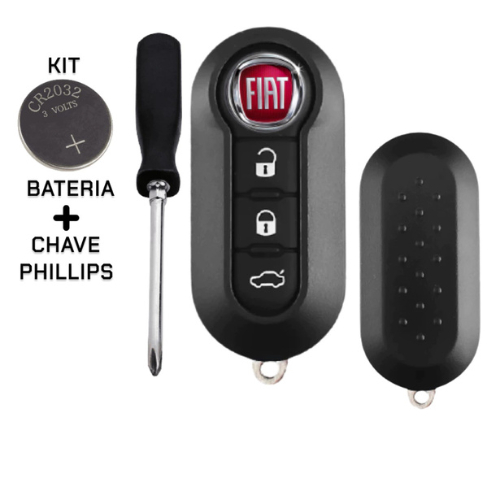 Capa Carcaça Chave Canivete Fiat Punto Mobi Palio Uno Strada 500 + Kit + Bateria + Chave Phillips em Oferta na Shopee