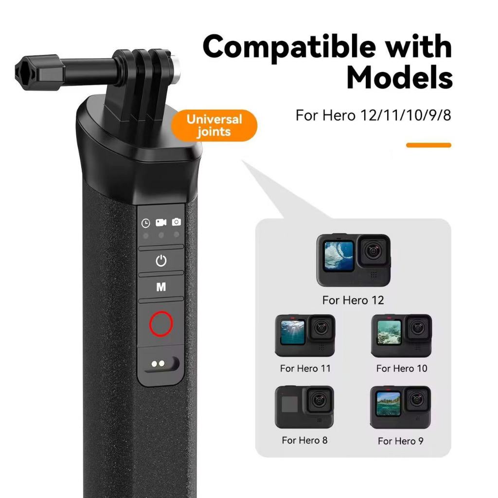 Bastão De Selfe  Mergulho De 15m Bluetooth bateria recarregável  Para Gopro Hero 13/12/11/10/9/8