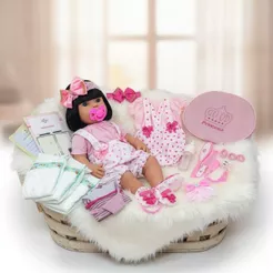 Boneca Bebê Mamãe Reborn 100% Silicone Bolsa + 28 Itens - 45cm!