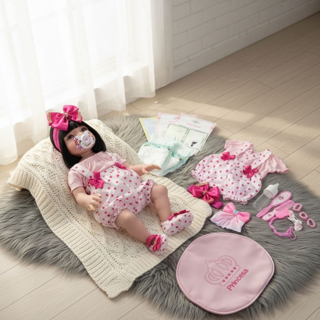 Boneca Bebê Reborn Mamãe Reborn Bolsa + 28 Itens em Oferta na Shopee