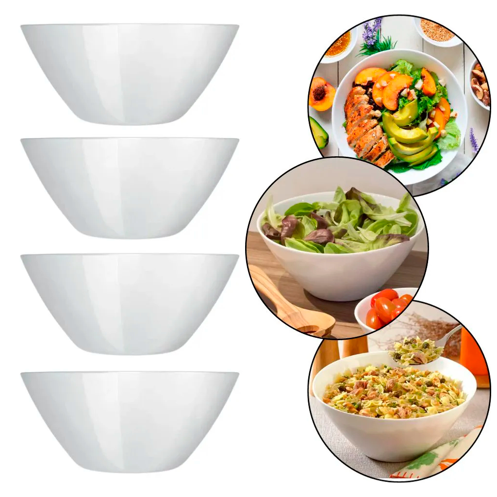 KIT 7 Peças Tigela Cumbuca Saladeira Duralex Opaline Vidro 1 Tigela 2,3L 6 Tigelas 390ml Sobremesa