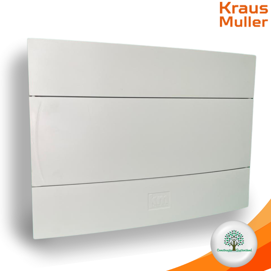 Quadro Centro Distribuição 12 Din Transparente e Branco, Reversivel Krausmuller