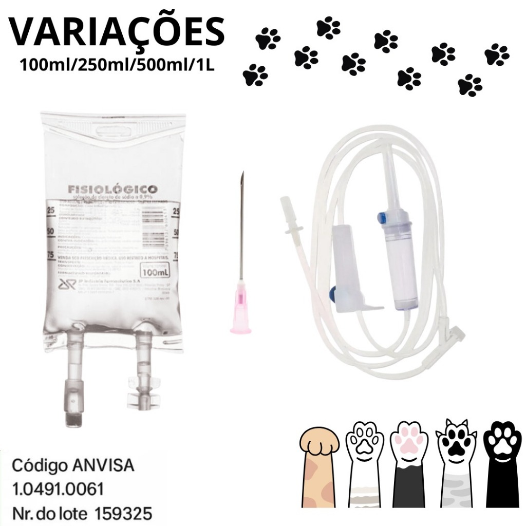kit 10 bolsa fluidoterapía fisiologico p caes em Oferta na Shopee