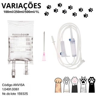 kit 10 bolsa fluidoterapía fisiologico p caes em Oferta na Shopee
