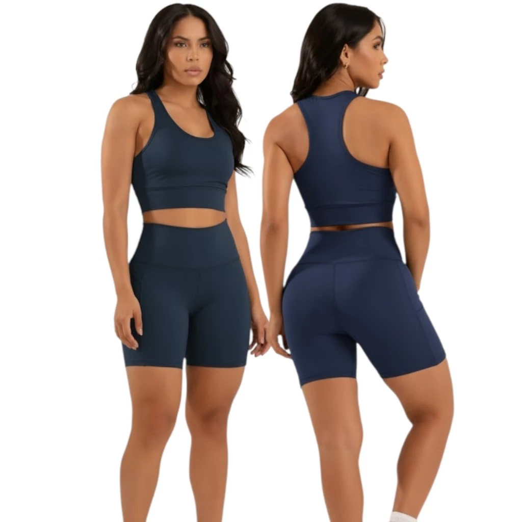 Conjunto Fitness short longo Cós Alto + Top suplex - Roupa de Academia Treino Caminhada Feminina — imagem 1