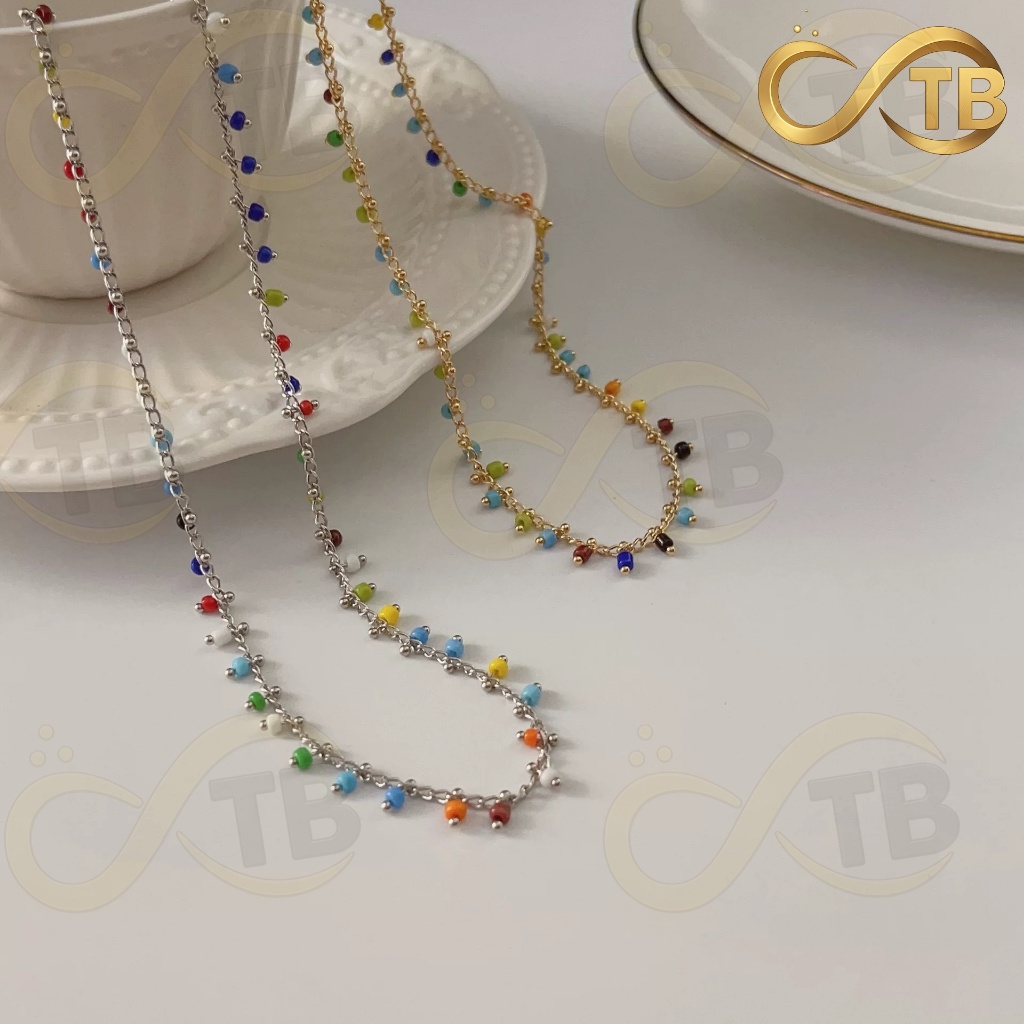 Colar de miçangas coloridas em estilo boêmio resort, delicado colar gargantilha para mulheres. em Oferta na Shopee