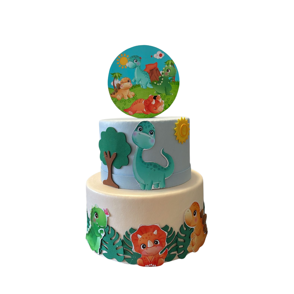 Bolo Fake Dino Baby 2 Andares Decoração Festa Infantil em Oferta na Shopee