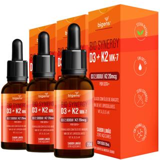 BIGENS KIT 3X BIO SYNERGY D3+K2 MK-7 20ML em Oferta na Shopee