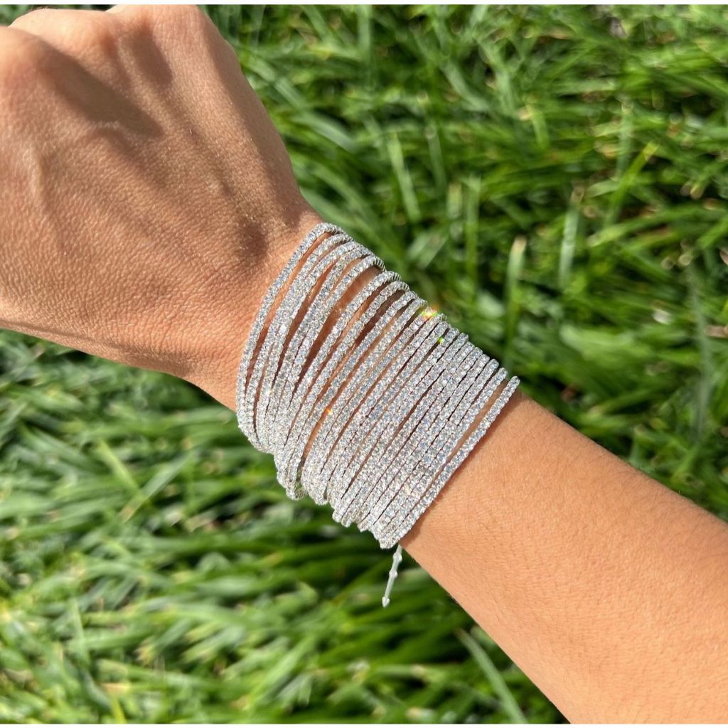 Pulseira feminina Strass - Kit com 6 unidades strass delicadas estilo elegância brilho para mulher em Oferta na Shopee