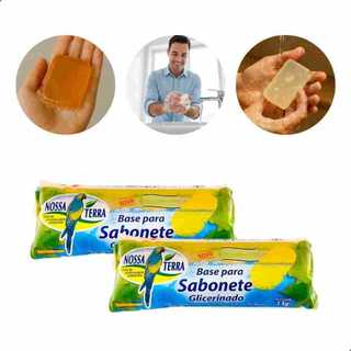 2 Bases De Glicerina Branca e Transparente  Sabonete Nossa Terra