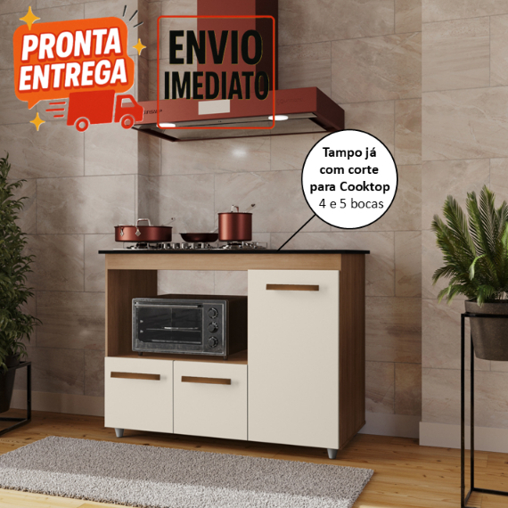 Balcão Cooktop ANA com Espaço para Forno e 3 Portas em Oferta na Shopee