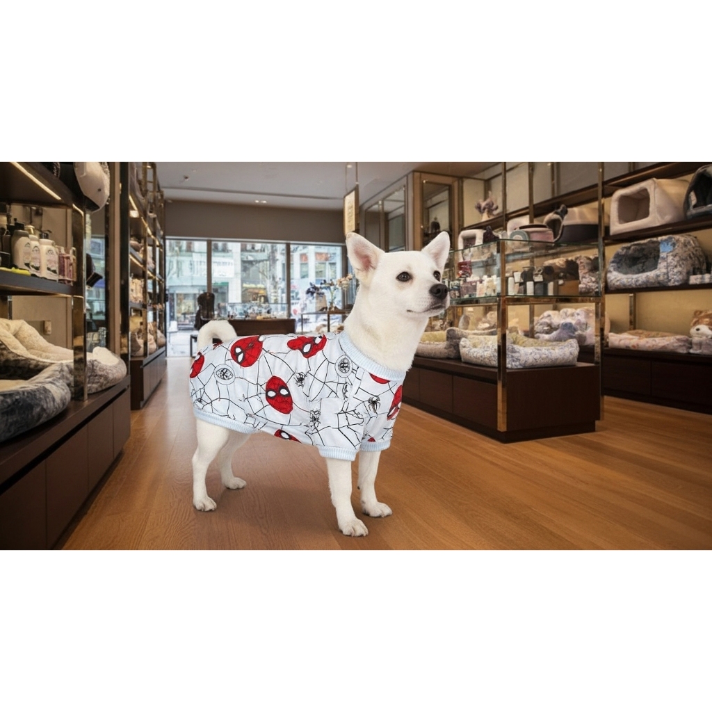 Roupa Pet Homem Aranha Branca
