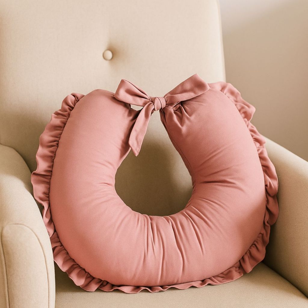 Travesseiro Amamentação Almofada Para Bebe Enxoval Menina Menino Cor Rose