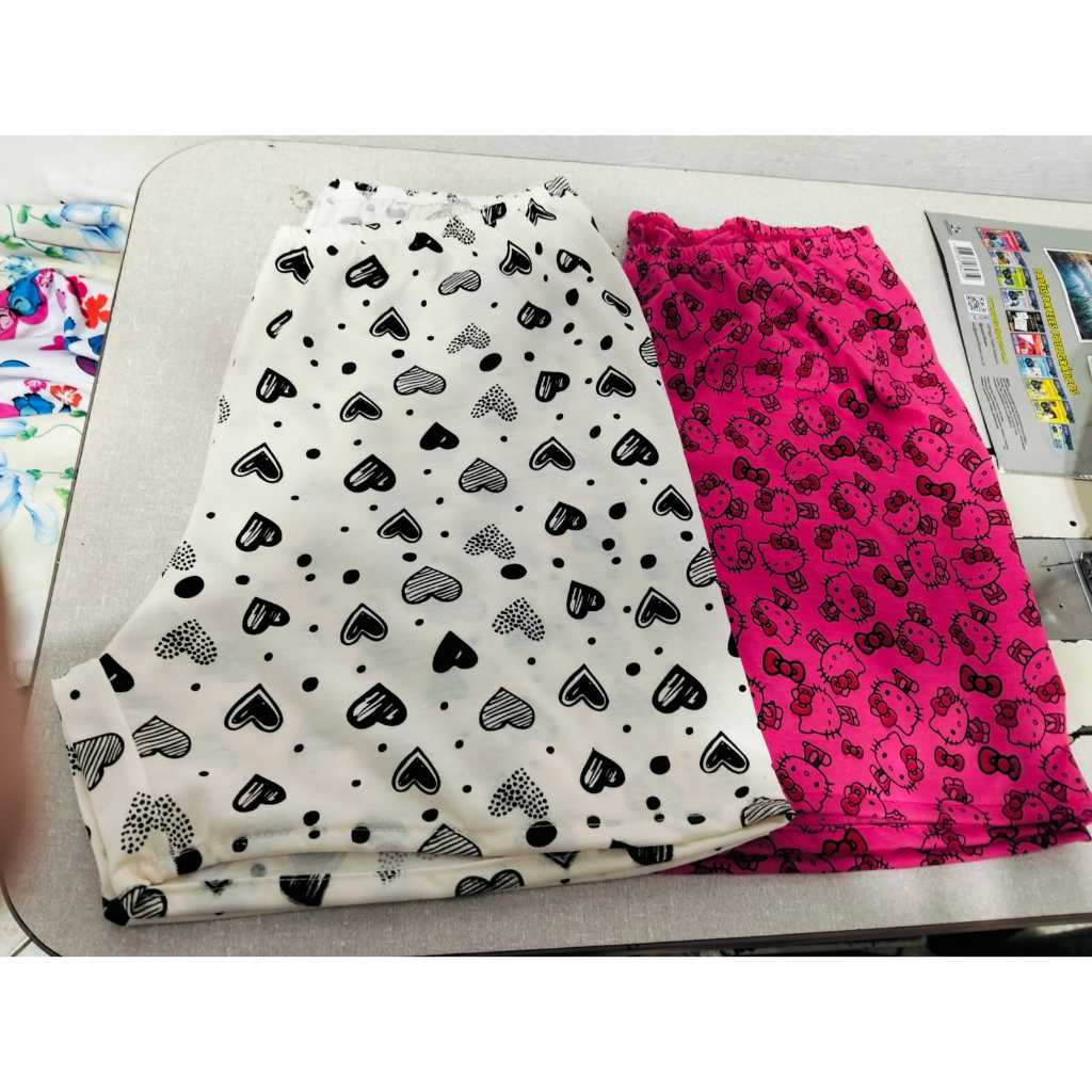 Kit 2 Shorts de Pijama de Malha Estampado Feminino Estampas Sortidas