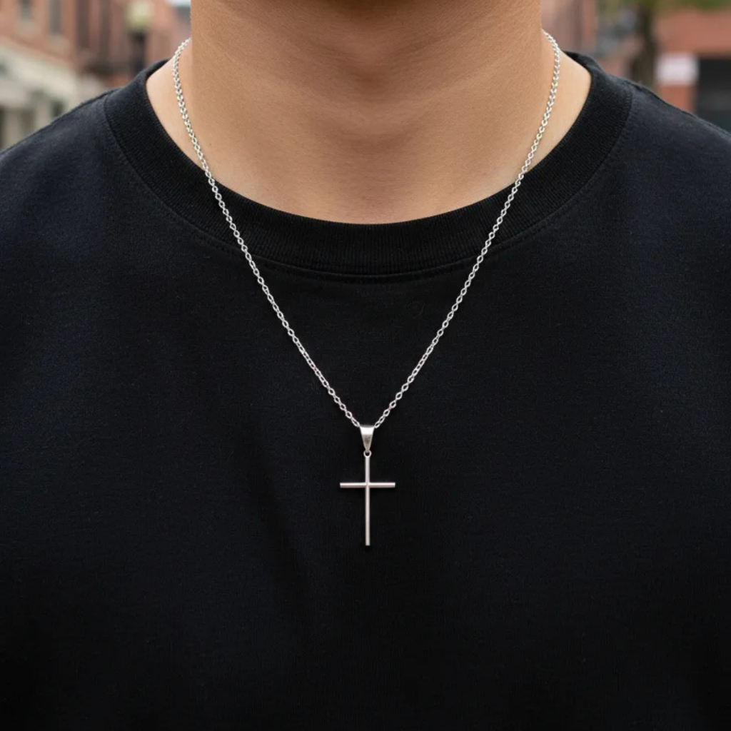 Corrente Colar Crucifixo Cruz Unissex Aço Inox Legítimo Cirúrgico Prata Original em Oferta na Shopee