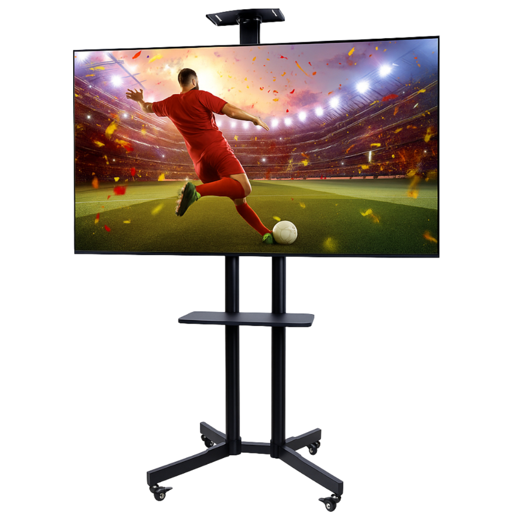Pedestal Para Tv Com Rodinhas Suporte Monitor de Chão Piso com Rodizio Preto Led lcd 3270 Movel Chão