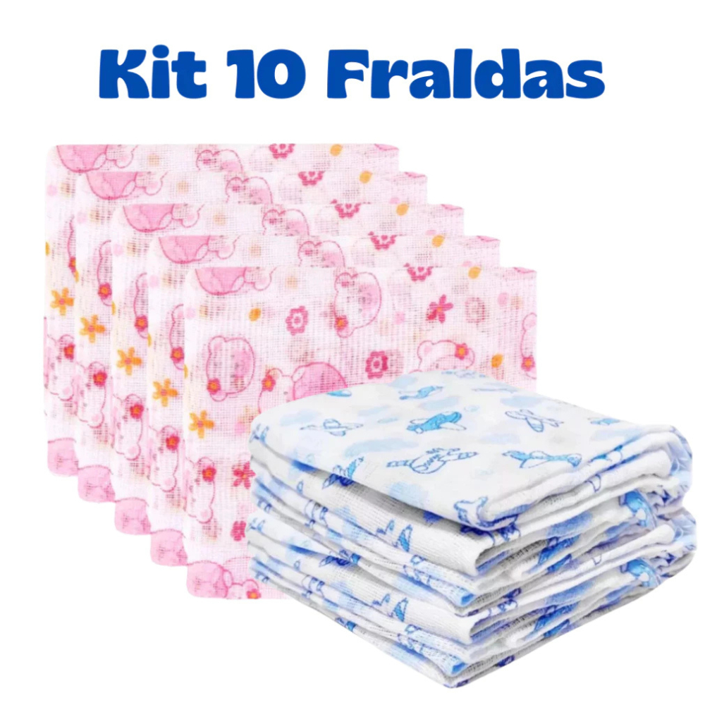 Fraldas de Pano Estampadas Algodão – Enxoval Bebê Menino e Menina | Fralda Multiuso 🍼