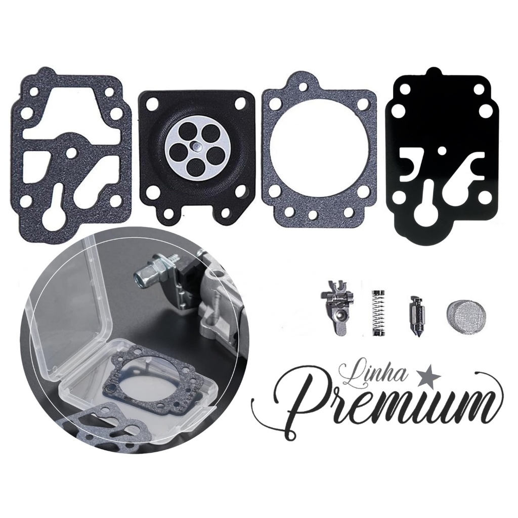 Kit Reparo Carburador P/ Roçadeira 43cc/63cc Toyama Garthen Nakasaki FortG Branco Vulcan Terra Tekna