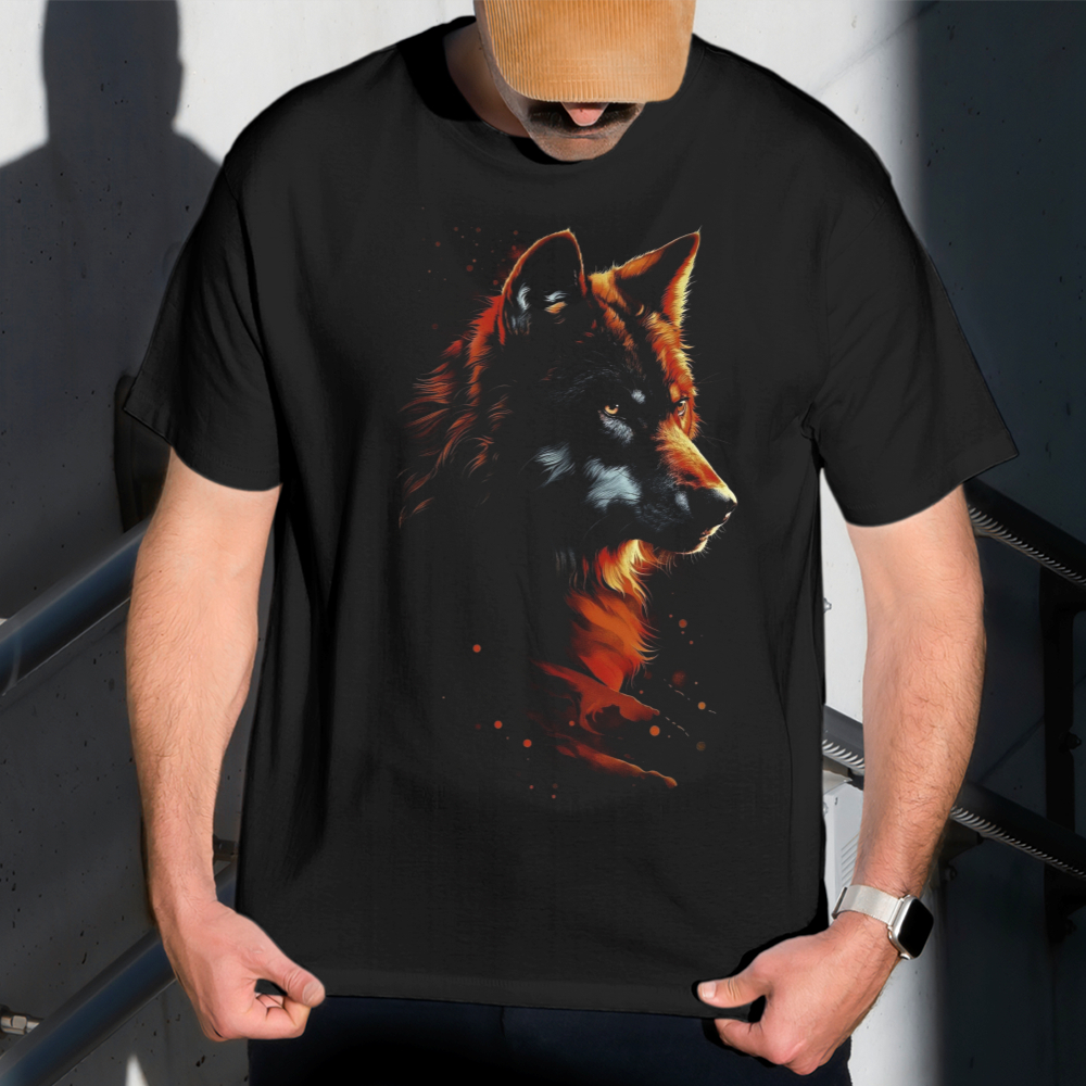Camiseta Masculina Estampa Lobo Deitado 100% Algodão Estilo Conforto Diário Do Tamanho P ao GG