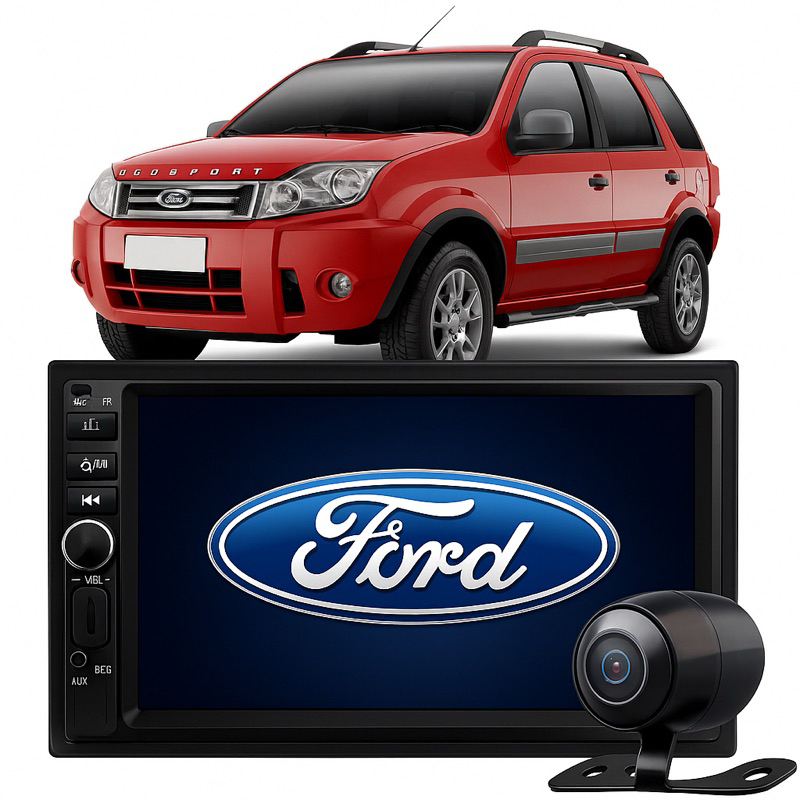 Central multimidia MP5 2din Ford Ecosport (2005 até 2012) Espelhamento Bluetooth + moldura + câmera de ré
