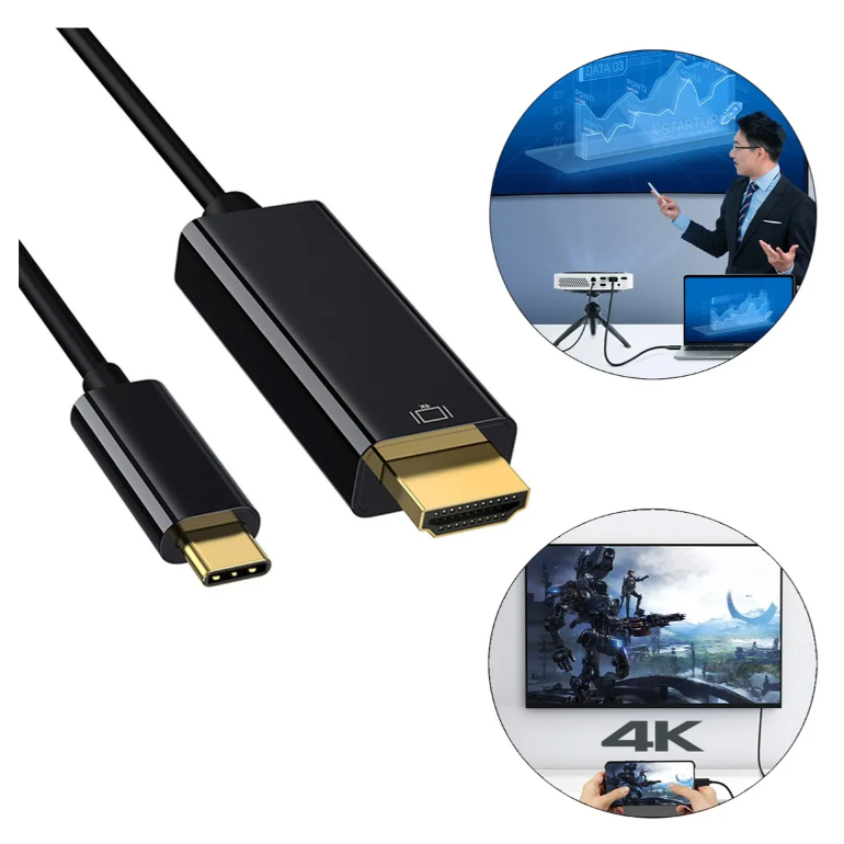 Cabo Hdmi para Usb Tipo C 4k UHD 1920p 30hz Conexão Celular para Tv Monitor 1.5m