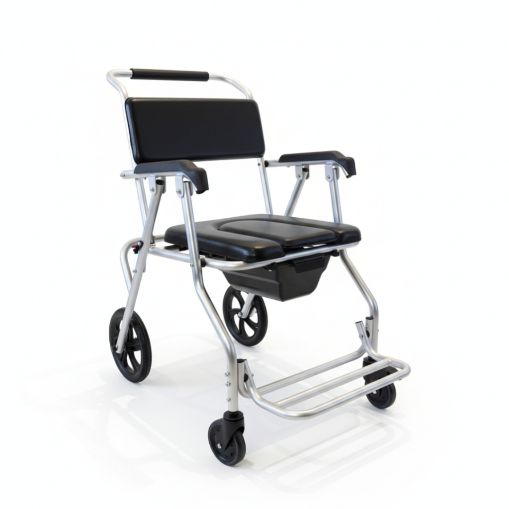 Cadeira de Banho Dobrável Chicago Em Alumínio Senior Care Muito Conforto Supermedy