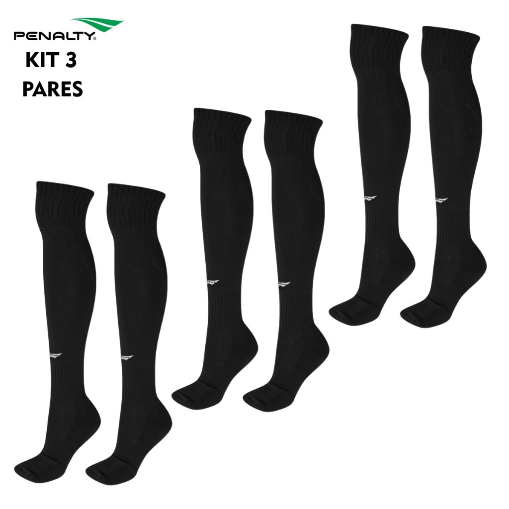 Kit 3 Pares Meião Penalty Jogador Profissional Futebol Matis Futsal Esportes