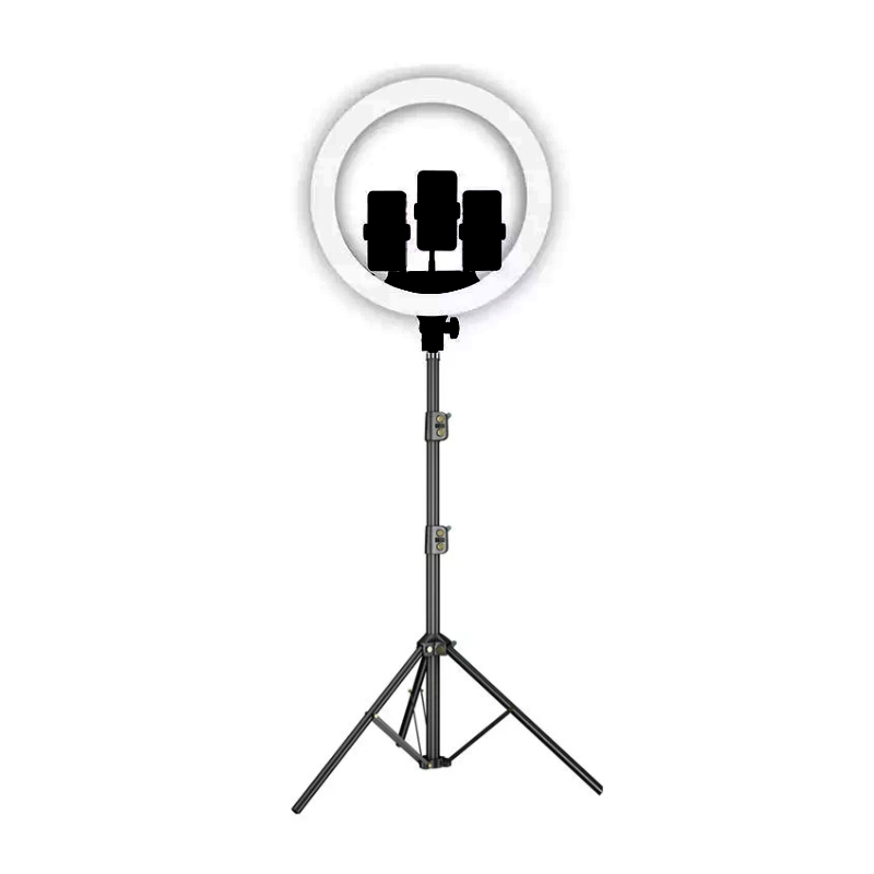 Ring light m45 18 polegadas 48cm profissional 3 celulares com tripé  e fonte imbutida bivolt entrada usb 50watts 4000 lm