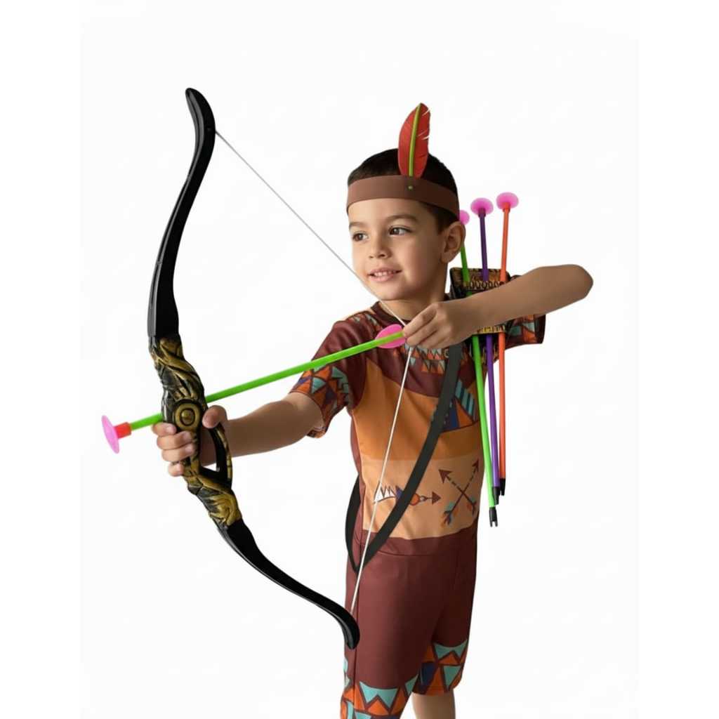 Fantasia Infantil Índio C/ Pena e Arco e Flecha