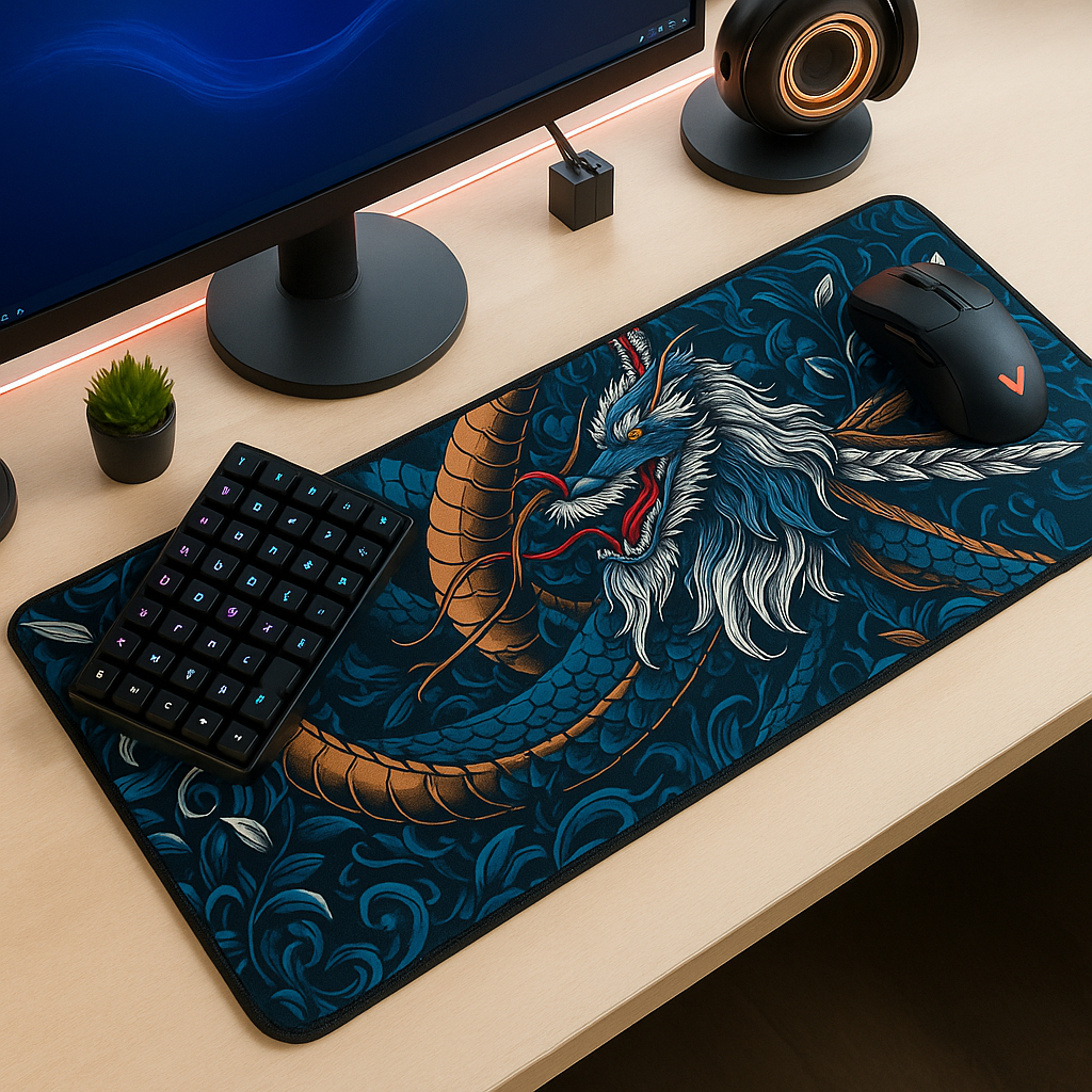 Mouse Pad Gamer Speed Extra Grande Borda Costurada Vários Tamanhos Dragão Azul Mega — R$ 34,99 em Shopee, 65% OFF