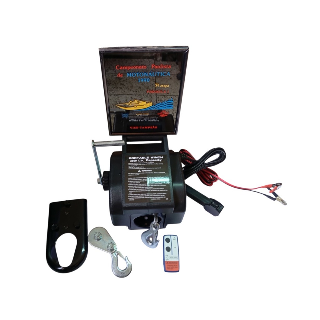 Guincho Elétrico 3500 lbs Cabo de Aço c/ 2 Controles p/ puxar Jet ski barco pequeno