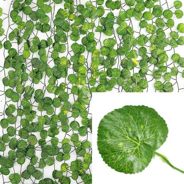 12 Metros Begônia Folhas Pequenas Folhagem Verde Planta Artificial Pendente Trepadeira = 6 Fios