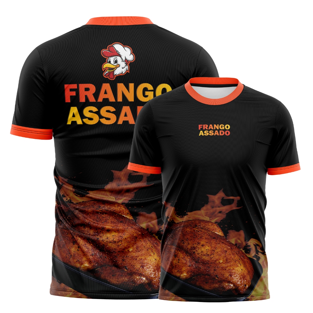 Camiseta Frango Assado Uniforme Profissional Churrasco Dry Fit Confortável Masculina Trabalho em Oferta na Shopee