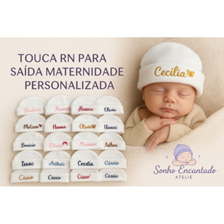 Touca RN Saída da Maternidade com nome personalizado em Oferta na Shopee