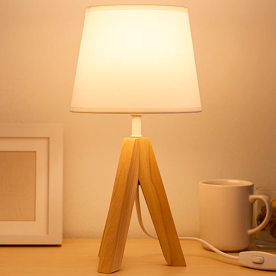 Abajur Luminária De Mesa Madeira Decoração Sala Quarto Mesa de Cabeceira