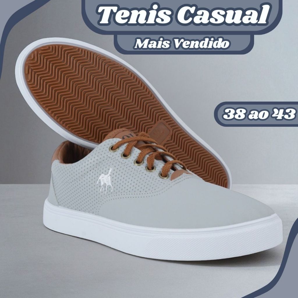 Tênis Masculino Sapatênis Casual Polo Imperial Couro Sintético Confortável De Alta Qualidade