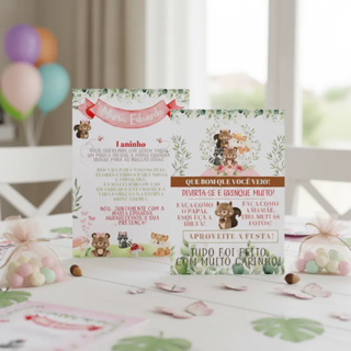 Plaquinha para mesa personalizada com Nome, Idade e frase - Festa Infantil Tema Bosque Encantado - Aniversário em Oferta na Shopee