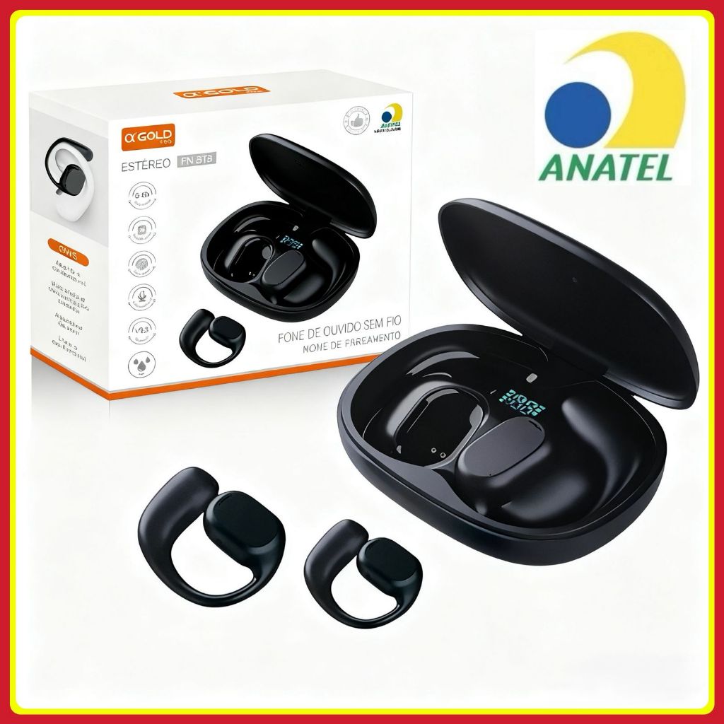 Fone de ouvido Sem fio Bluetooth 5.3 Condução Óssea fone Esportivo Design Ergonomico original A’Gold